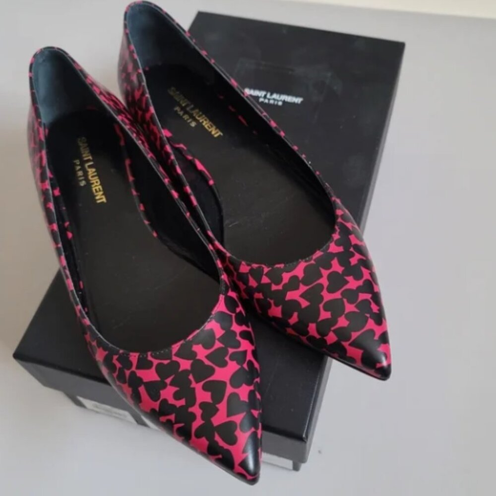 Saint Laurent Paris Designer Ballerina Leather Flat Shoes Size 38